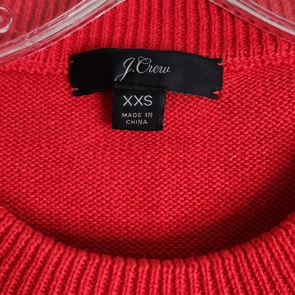 J.Crew Sweater Red Ruffle Cuffs Crew Neck Ribbed Trim sz XXS - Picture 7 of 7